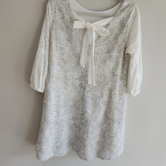 Doe & Rae Cotton fully lined dress with pique sleeves and pockets - Picture 2 of 4